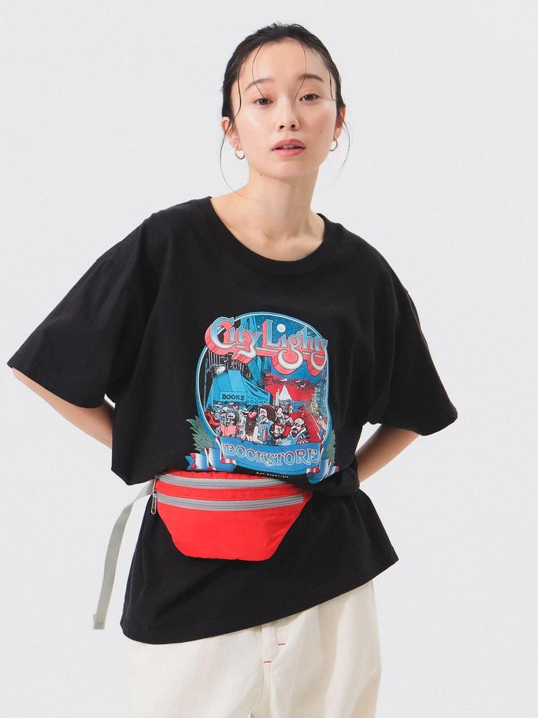 BEAMS BOY S/S TEE [Special Order] City Lights Bookstore Pat Ryan T-Shirt, Women's, Black, Size L