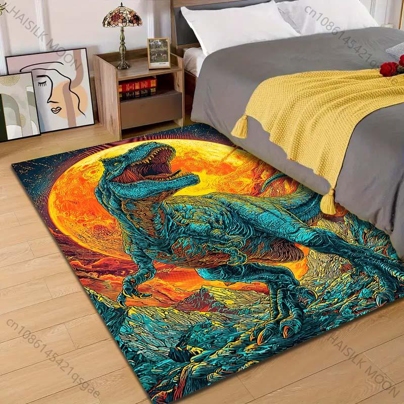 

1PC Dinosaur Roaring with Full Moon Print Carpet Rug for Living Room Bedroom Sofa Doormat Home Decor Non-slip Floor Mat 40x60cm