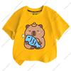 T-shirt Estiva Nuova Tendenza Stampa Capibara Carina per Bambini a Maniche Corte Carina Comoda Versatile T-shirt per Ragazzo e Ragazza