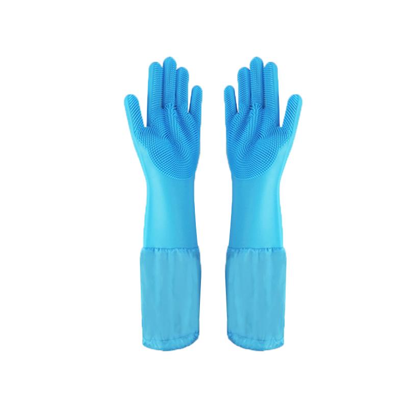 

Silicone Gloves - Pet Bath Anti Bite Beauty Cleaning Hair Removal Gloves Extended Plush Waterproof Kitchen Cleaning Gloves
