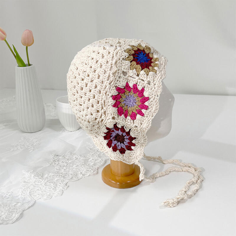 Женская Милая Летняя Шляпка-Боннет Ручной Работы Шляпа на Завязках C4847_Black