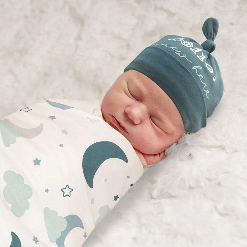 2 Teile/satz Neugeborenen Baby Empfang Decke Stirnband/Hut Baumwolle Swaddle Wrap Handtuch