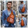 Whatna Antik-Stil Gerbte Natürliche Rindsleder Ein Schultertasche für Herren, 3-Wege, Crossbody, Mini Body Bag, Brusttasche, Echtes Leder, Dick,