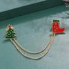 Fashion Christmas Brooch Tassels Chain Clothing Pin Santa Tree Wreath Gift Badges Lapel Pin Party Jewelry Festive Pin