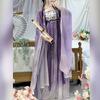 Hanfu Viola Stile Cinese per Donna, Abito HE ZI a Petto e Camicia a Maniche Larghe Ricamata Quotidiana