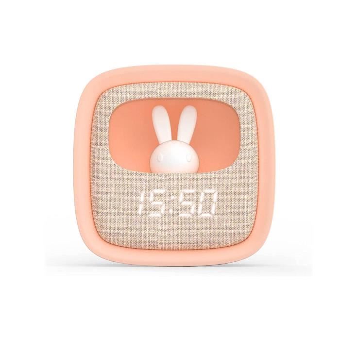 Réveil & veilleuse - mob - billy clock - rose saumon - rechargeable usb - 12x12x4 cm