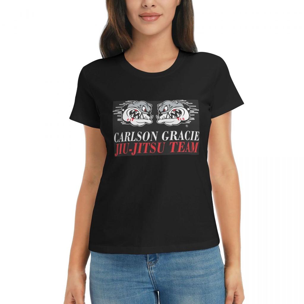 Women TShirt Carlson Gracie JiuJitsu Team Logo Summer Short Sleeve Tees Round Neck Cotton T Shirts Clothes Tops Streetwear