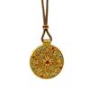 New Chinese Style Wei Xue's Fortune Eight Treasures Vajra Compass Necklace for Women, Sand Gold Pendant with Leather Cord Sweater Chain