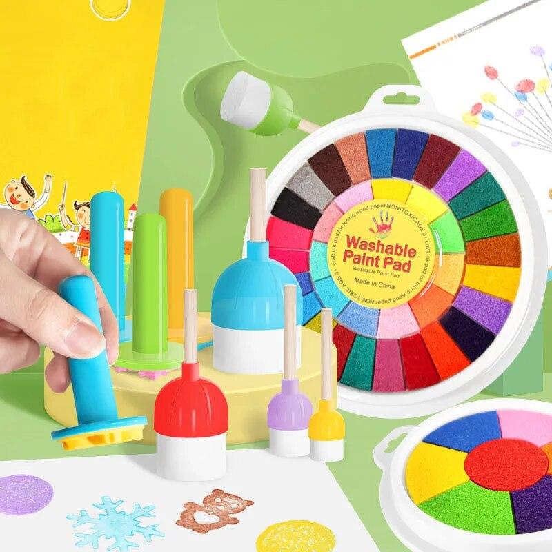 

Kids Drawing Toys Kits DIY Sponge Painting Brush Sponge Stamp Stencil Seals Learning Educational Toys for Children Art and Craft