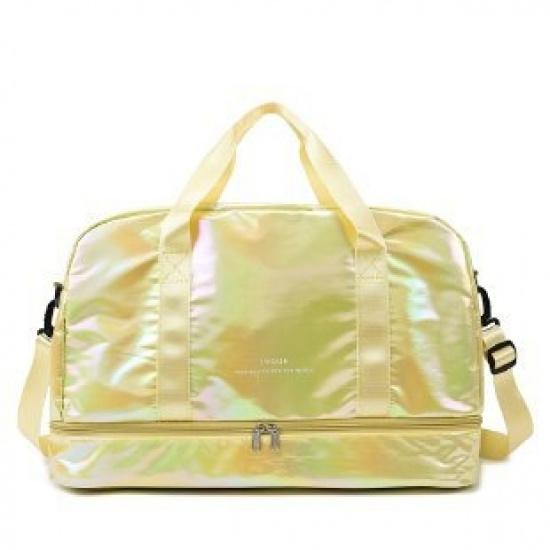 Pearlescent sports and fitness bag, travel bag, large-capacity colorful short-trip luggage bag, yoga bag