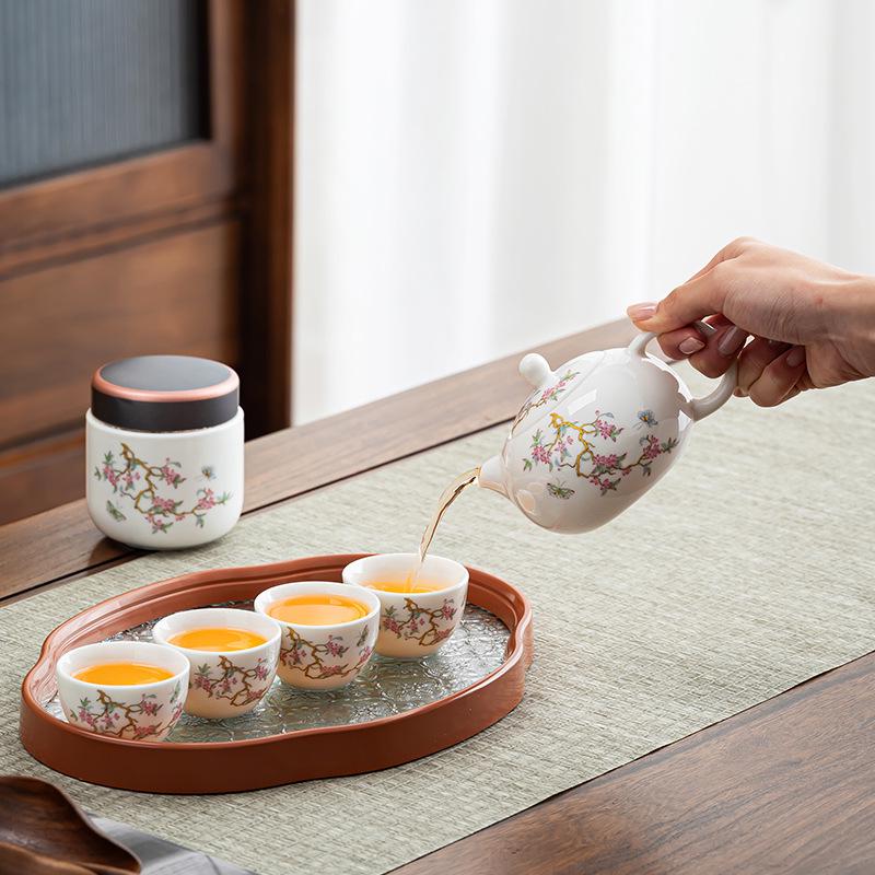 Elegant Mutton Fat Jade Teapot Gift Set - Dehua Ceramics Reception Souvenir
