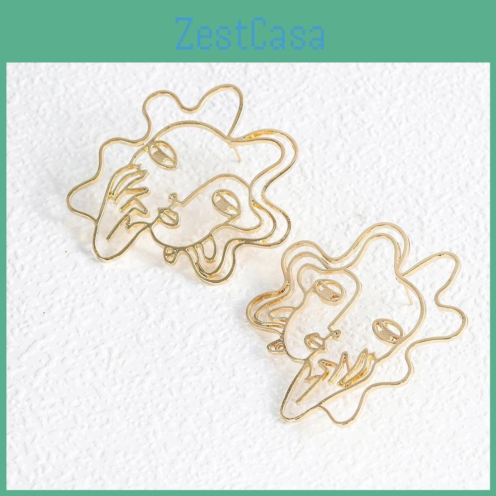 Modern Minimalist Alloy Geometric Face Outline Earrings Accessories Fashionable