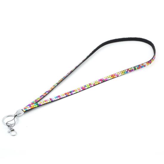 

1 Pc Women Luxury Rhinestone Bling Badge ID Key Holder Lanyard Strap разноцветный