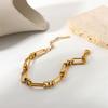 Elegant U Shaped Stainless Steel Lock Crosses Link Chain Bracelet Set In 18K Gold Plating Casual Wear Daily Use