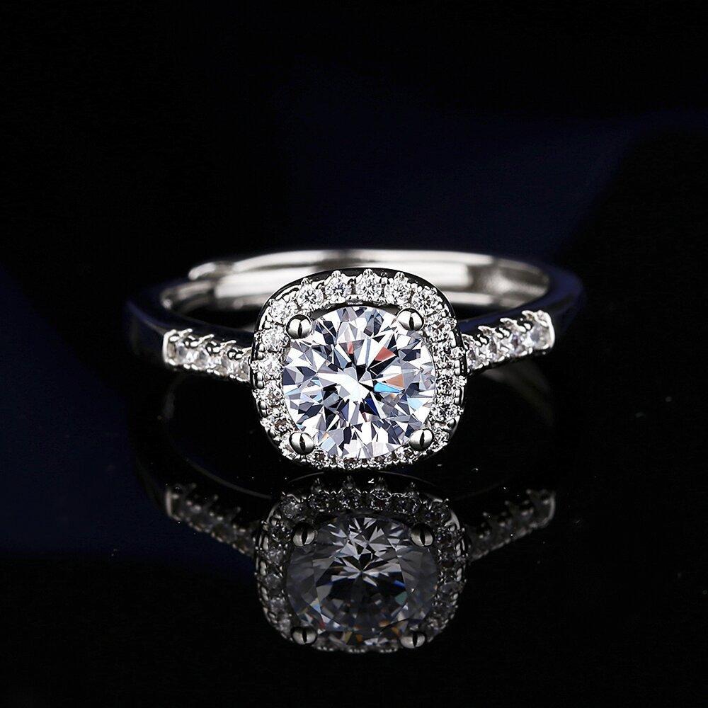 2026 Fashion Moissanite Princess Square Bag Three-piece Set Ring Earrings Pendant Necklace Women's Jewelry