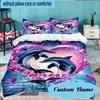 Custom Name 3PCS Love Dolphins Heart Bedding Set Including 1pc Duvet Cover And 2pcs Pillowcases for Bedroom, Dormitory Gift Home Decor