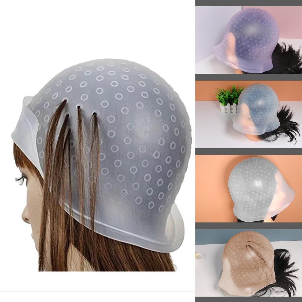 

White Hair Highlighting Cap Reusable Hairdressing Styling Tool Silicone Highlighting Cap Salon Use