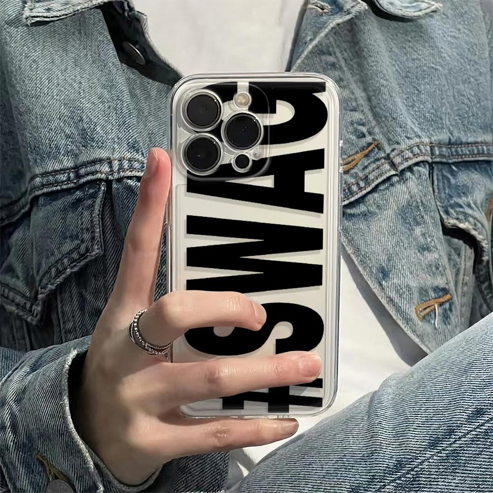 Luxury Phone Case For Iphone 16E 17E 12 13 14 15 Plus 16 17 Air 11 Pro Max Sturdy Shell Black Swag Topic Cover