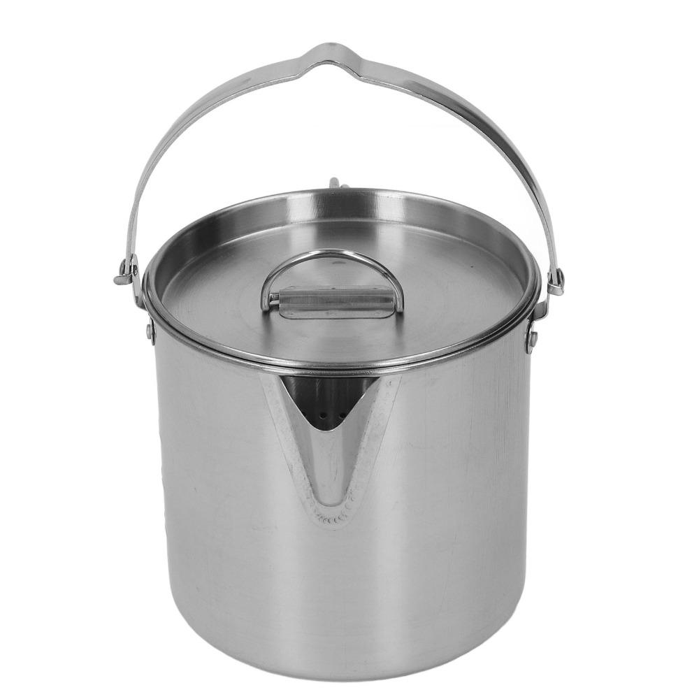 1.2L/40.58oz Camping Kettle With Foldable Handle Outdoor Cookware Durable Portable Teapot  Hiking
