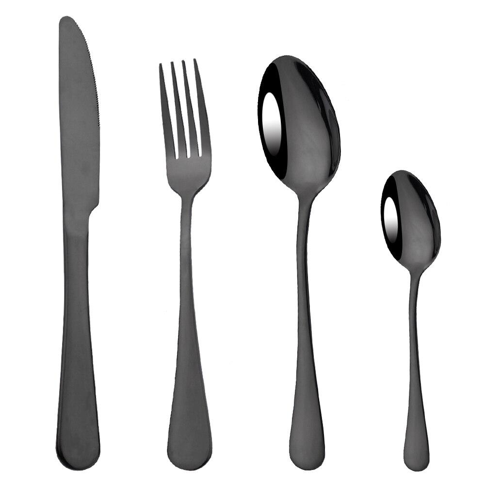 4Pcs White Gold Western Dinnerware Cutlery Set Dinner Flatware Knife Fork Spoon Stainless Steel Silverware Home Tableware Set