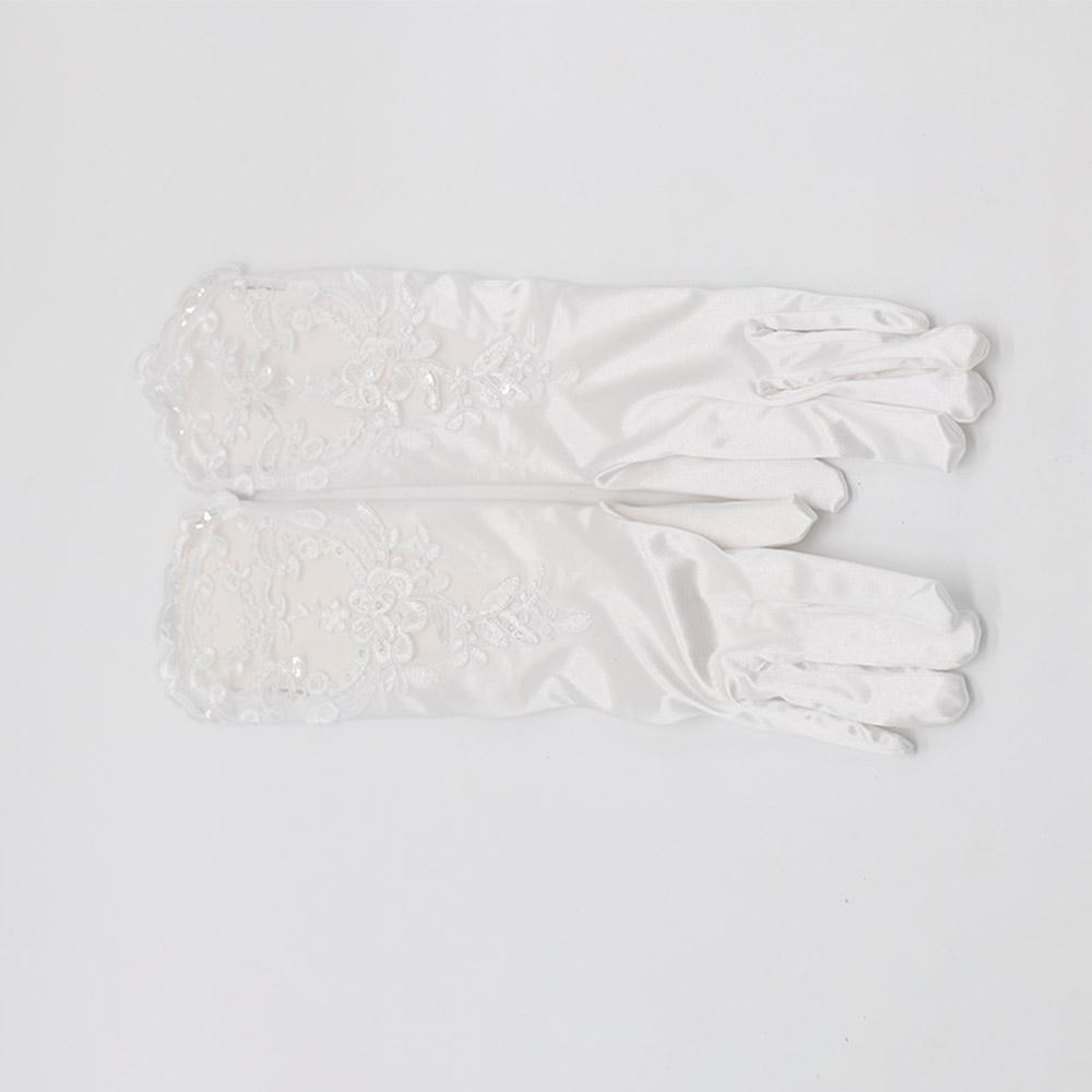 Dámské flitrové taneční party květinové dlouhé rukavice s plnými prsty saténové palčáky délka po loket