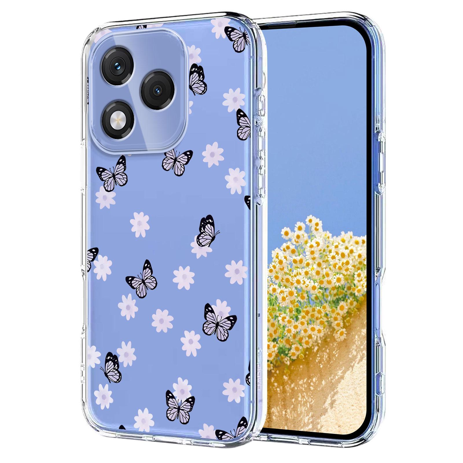 

For Honor 400 Lite 5G Case Butterfly Floral Pattern Printing TPU Phone Back Cover C
