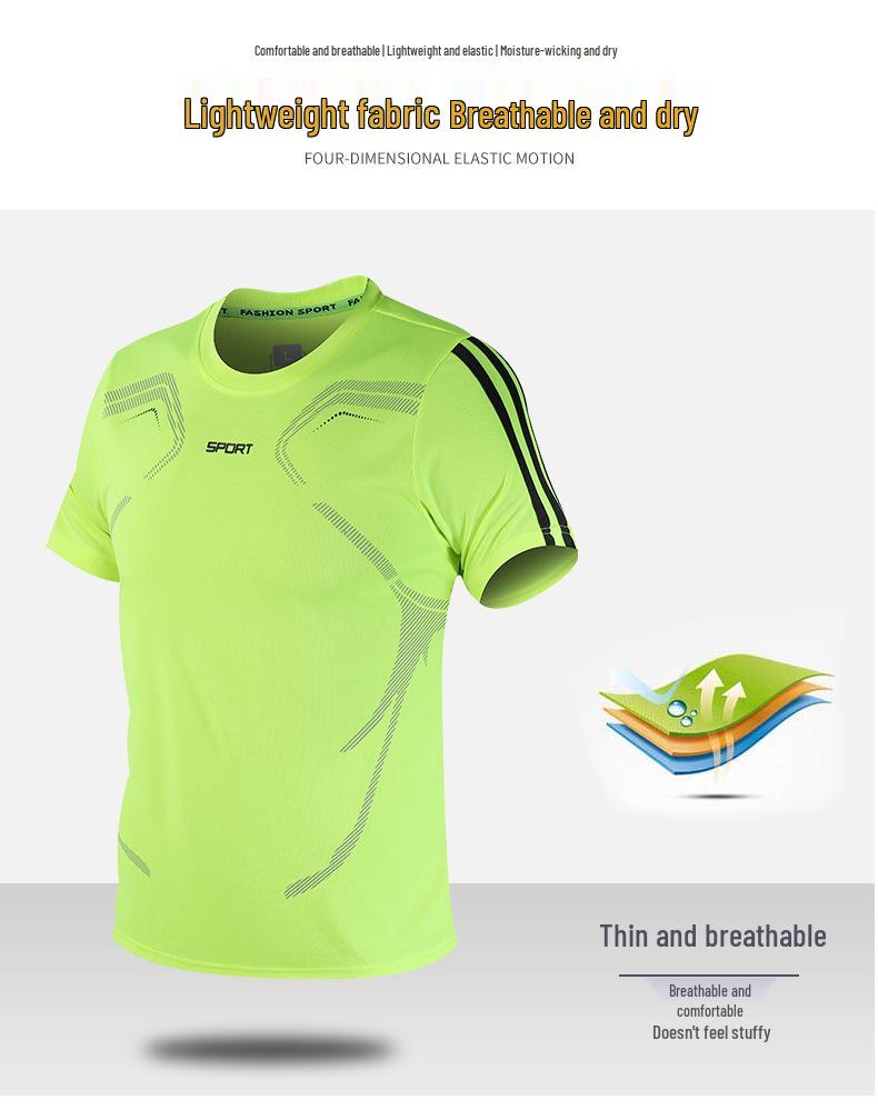 Herren Schnelltrocknendes Laufset: Kurzarmshirt & Shorts, Rundhalsausschnitt, Atmungsaktiv, Lockere Passform, Übergröße, Outdoor-Fitnessbekleidung