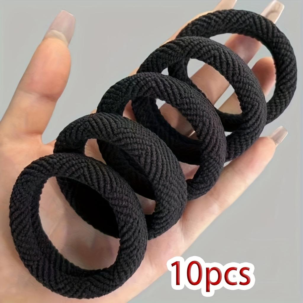 10pcs Bohemian Style Striped High Elasticity Hair Ties Thick Seamless Stretchy Rubber Bands Vibrant Colors Ponytail Holders