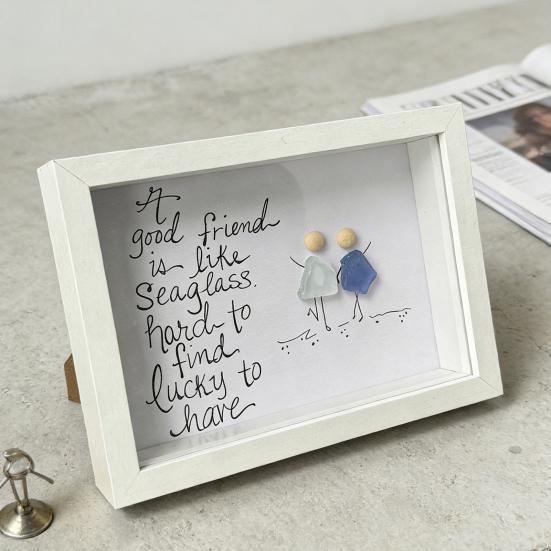 Sea Glass Poem Picture Frame Good Friend Is Lucky To Have Like Seaglass Handmade Sea Glass Wall Art Frame Decor Friendship Gift for Best Friends