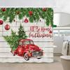 ZYQ01Christmas Ball Pine Tree Shower Curtain Sets  Vintage Red Truck Xmas Snowman Winter New Year Gift Bathroom Decor Bath C6Bn%