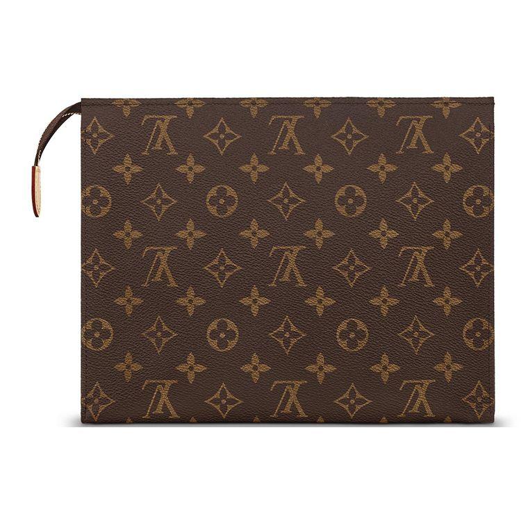 Louis Vuitton Toiletry Pouch 26 Classic Monogram Canvas And Leather Wash Bag Unisex Pouches Brown M47542