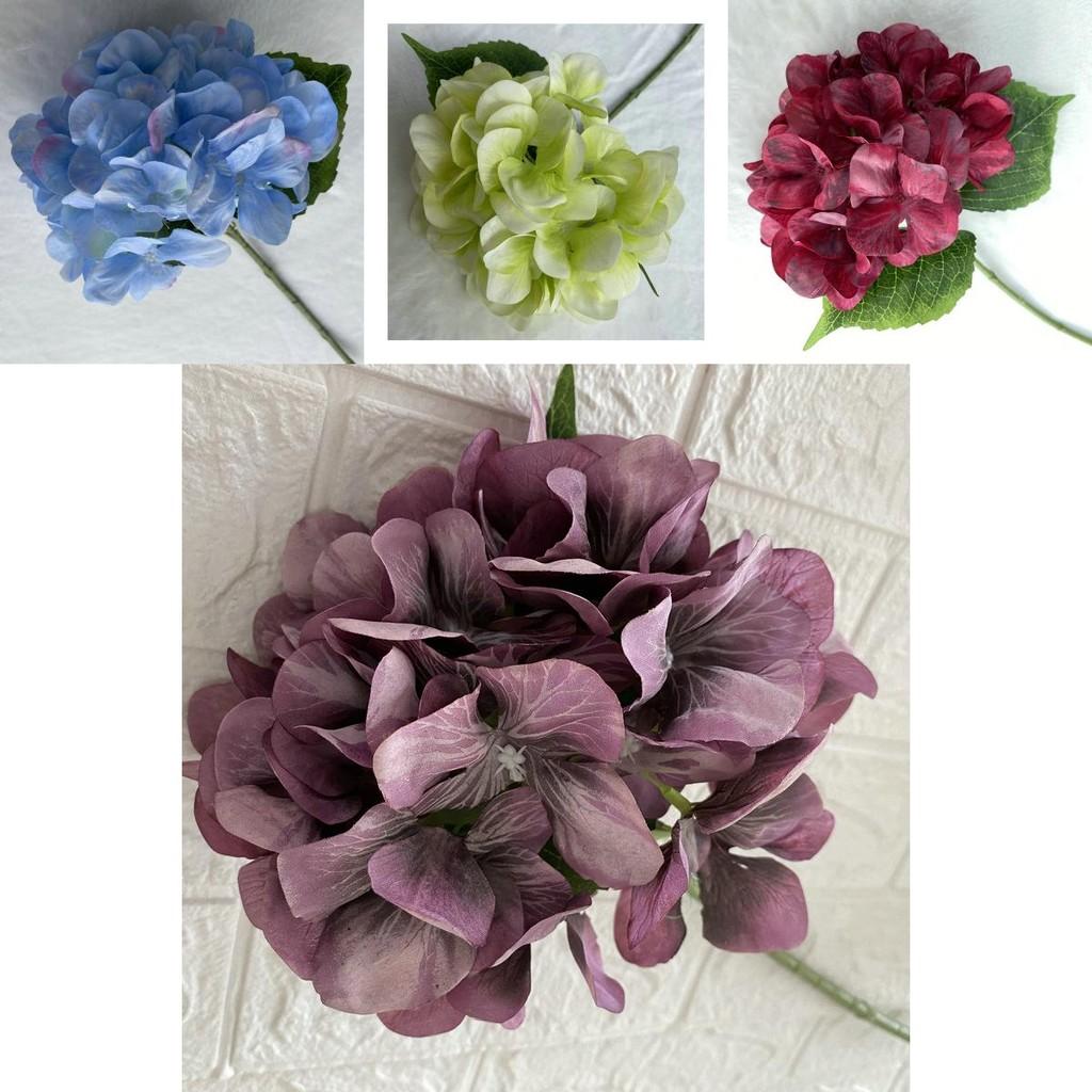 Lifelike Silk Hydrangea Flowers 18in Realistic Wedding Home Decor Photography Props Gift