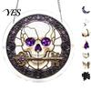 Transparent Stained Glass Halloween Acrylic Puzzle Decor, 2D Ghost Pumpkin Skeleton Hanging Sign, Faux Holiday Spooky Decorations for Party