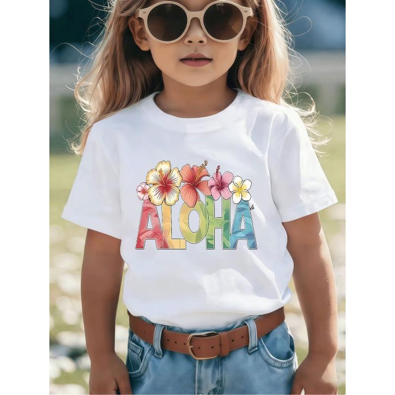 Kids Tropical Floral Crewneck Short Sleeve Tee 110 белый