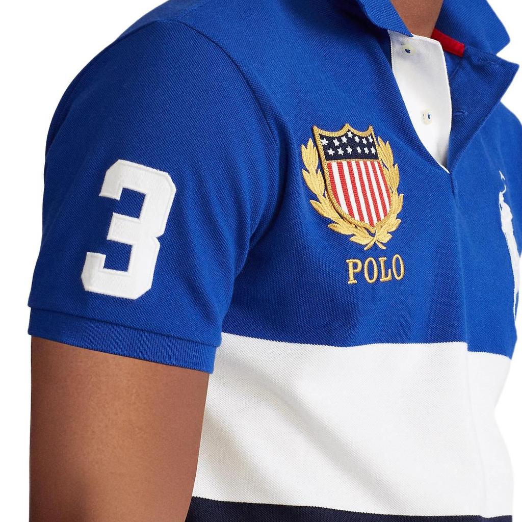 Polo Ralph Lauren Color Block Zahlenlogo Big Pony Logo Poloshirt Herren Poloshirts Blau 710800514-001
