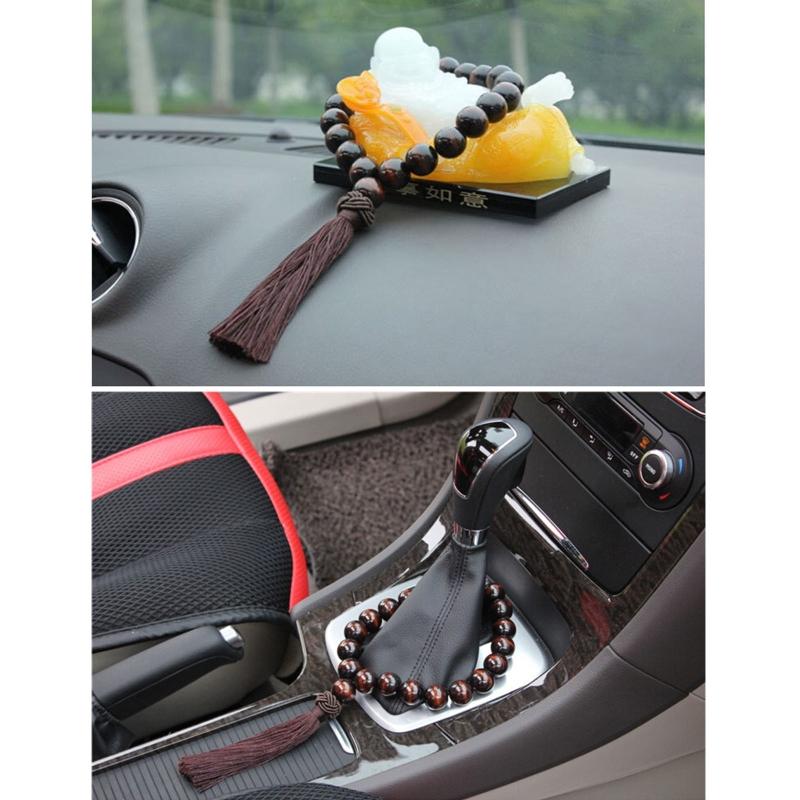 Rosary Hanging Ornament Wood On Car Rear View Mirror Gears Shift Decor