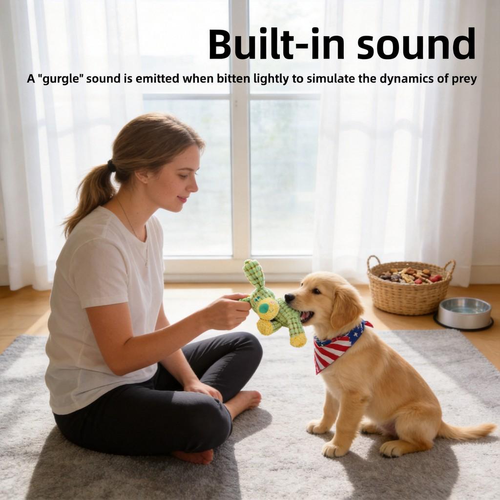 Plush Dog Chew Toy With Cotton Rope For Interactive Dental Relief