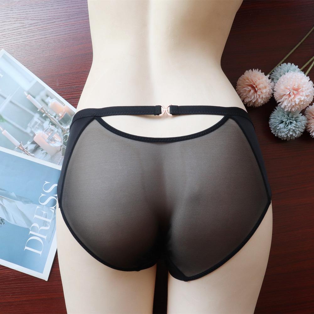 Lencería fina y sexy de cintura baja, bragas de malla, ropa interior de seda helada para mujer, bragas triangulares transpirables