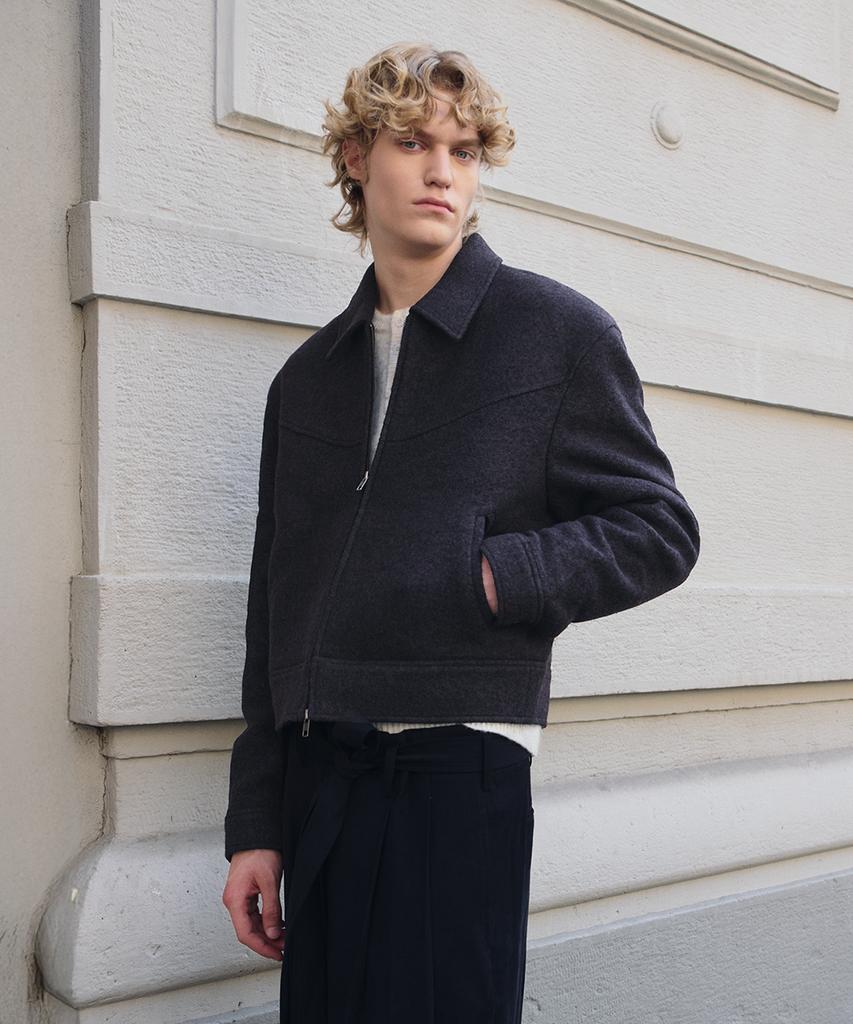 Lmood Belotte Virgin Wool Boucle Trucker Jacket Violet Black
