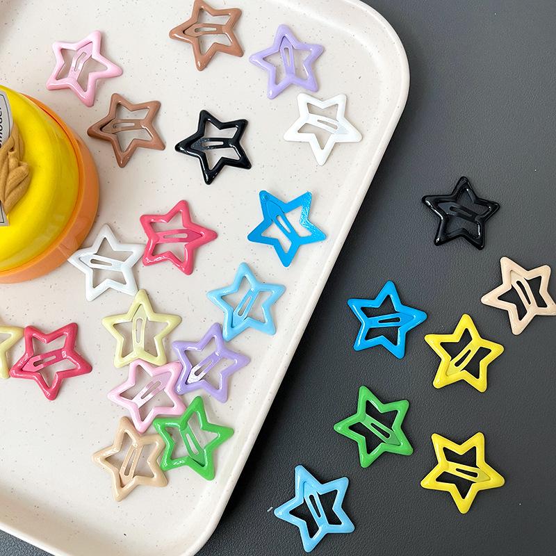 Colorful Glitter Star Hair Clips for Students – Candy Shades for Bangs & Flyaways