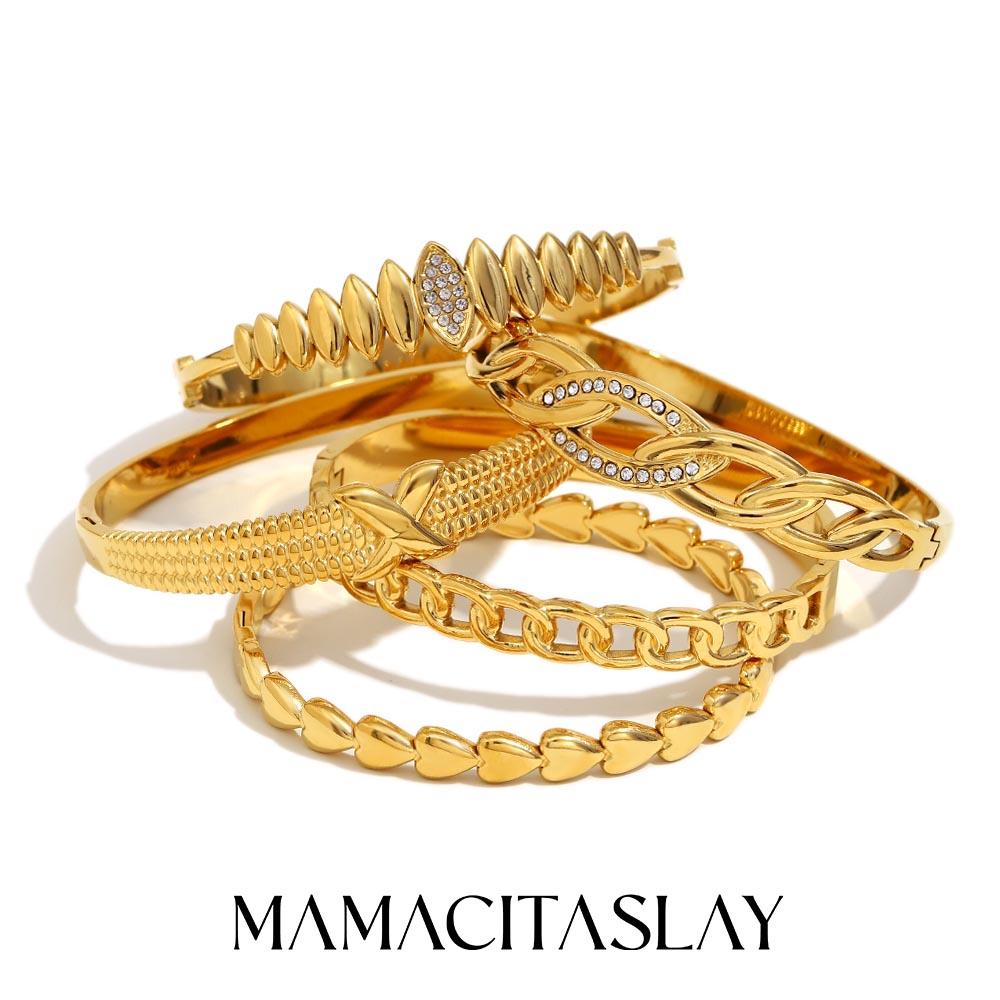 MamacitaSlay Creative Cool Stainless Steel Geometric Open Bracelet Party Popular Waterproof Wrist Jewelry High Quality Jewelry