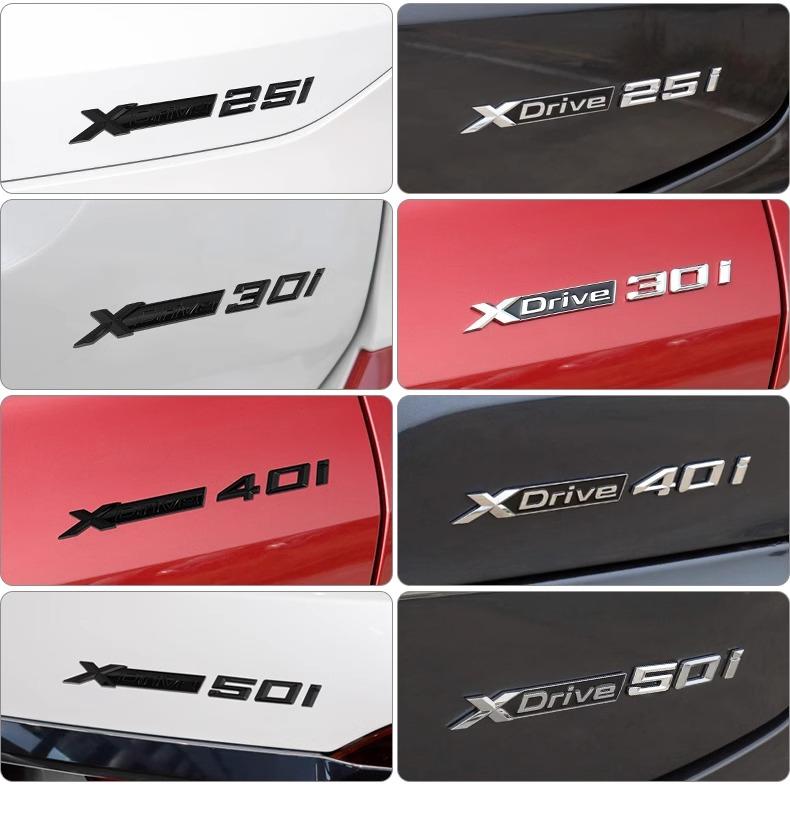ABU1 New Chrome Black Fender & Trunk Emblem Sticker for BMW 3/4/5/6/7/8 Series X3/X4/X5/X6/Z4/GT - SDrive/XDrive/EDrive Badge Decal