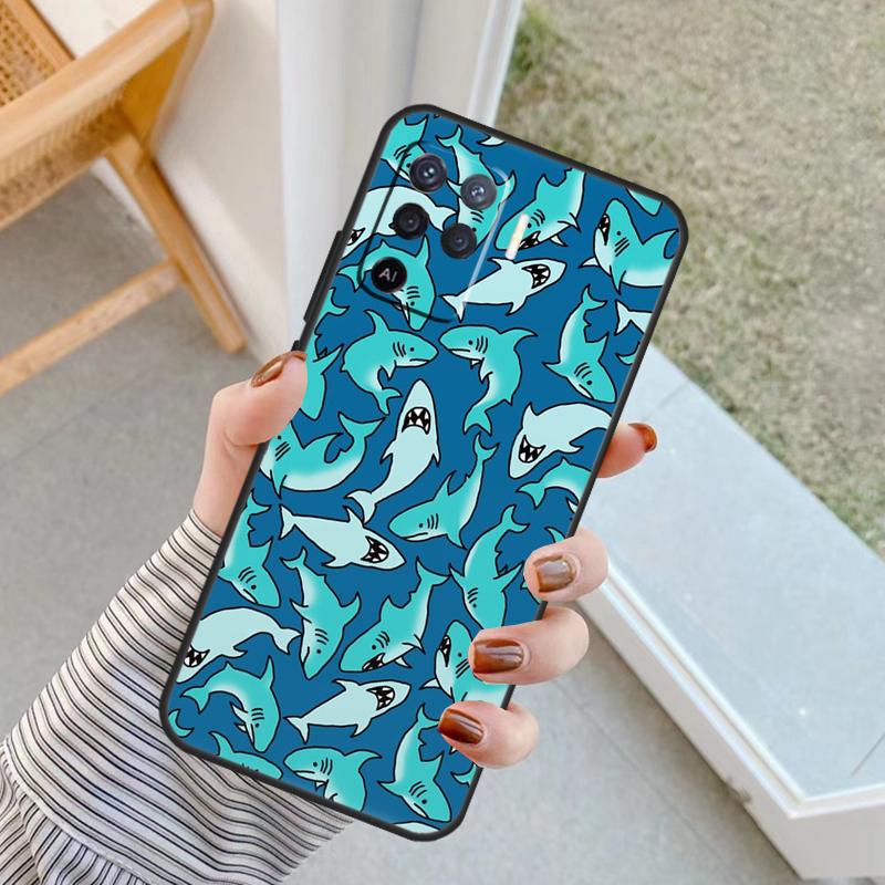 Cartoon Haie Hülle Für Oppo A60 A80 A40 A17 A57 A77 A74 A54 A94 A78 A98 A18 A38 A58 A96 A76 A16 A15 A5 Pro
