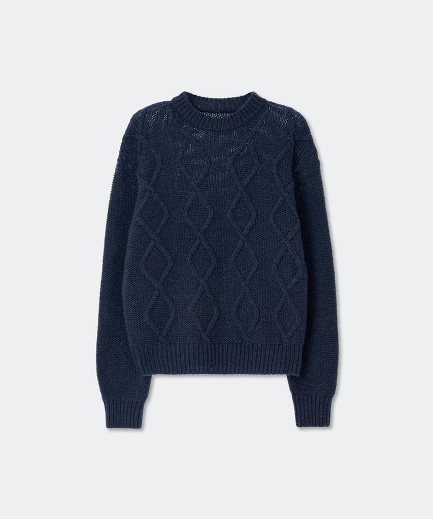 KINETO Mohair Fisherman Sweater_Navy