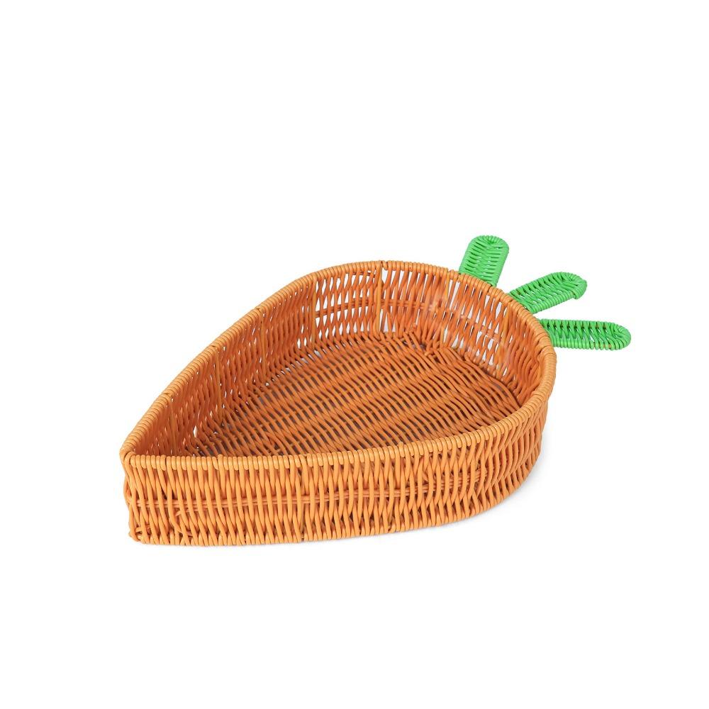 

Handmade Fruit Serving Tray Carrot Shape Pantry Bread Organizer Carrot Woven Basket Home 29.5x19.5x7cm