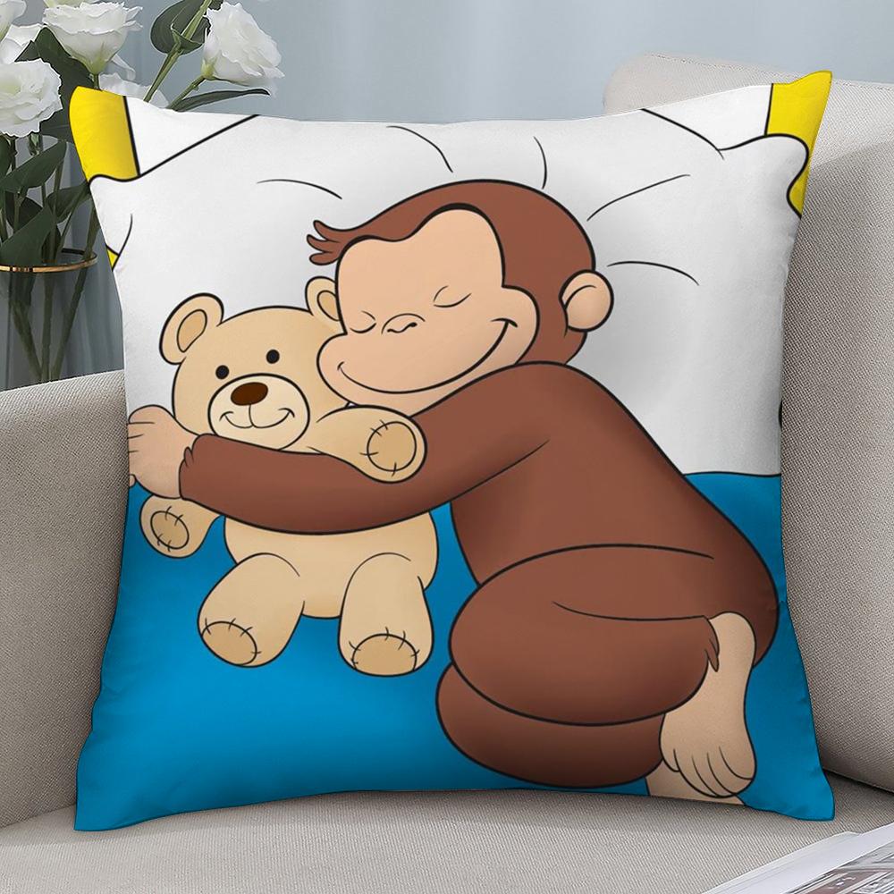 

Джордж Любопытная Обезьянка Наволочка Короткий Плюш Декоративная Подушка для Дивана Подарок Дом Двусторонняя Печать 12x12in 30x30cm