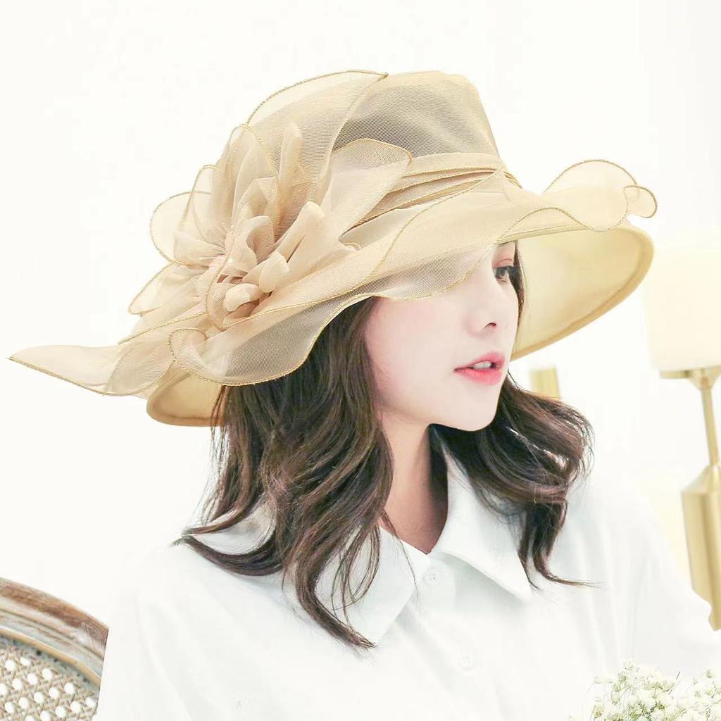 Sun Hat Summer Women's Big Bow Mesh Sun Protection Hat Going Out Travel Beach Hat Breathable Sun Hat
