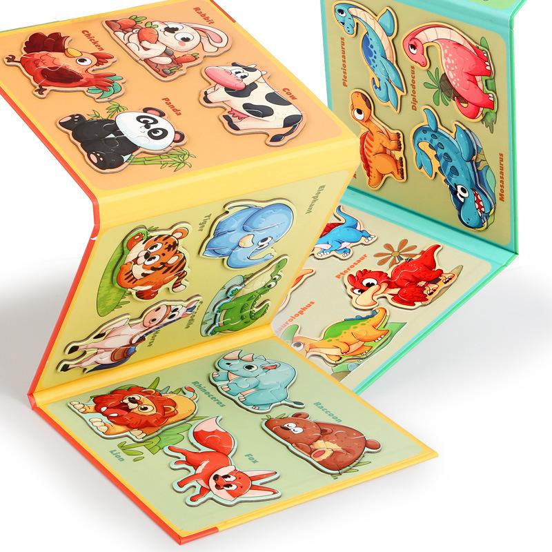 Dinosaur Jigsaw Games for Kids Montessori Magnetic Puzzle for Boys Educational Table Game Toys for Children Christmas Gifts