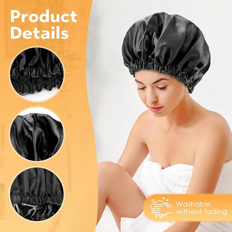 Satin Bonnet Nightcap Sleeping Silky Cap Double Layer Adjustable Buckle Sleep Hair Care Bonnet Women Round Shower Bathing Hat