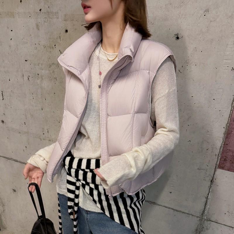 Womens 95% White Duck Down Puffer Vest With Stand Collar Lightweight Warm Slim Fit Winter 2026